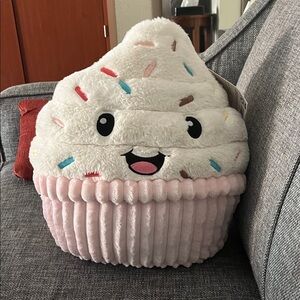 Plush Cupcake Stuffed Animal Toy - White and Pink